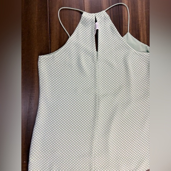 Express size S Mint Green Halter Tank Top V Neck Polka Dot - Picture 9 of 10